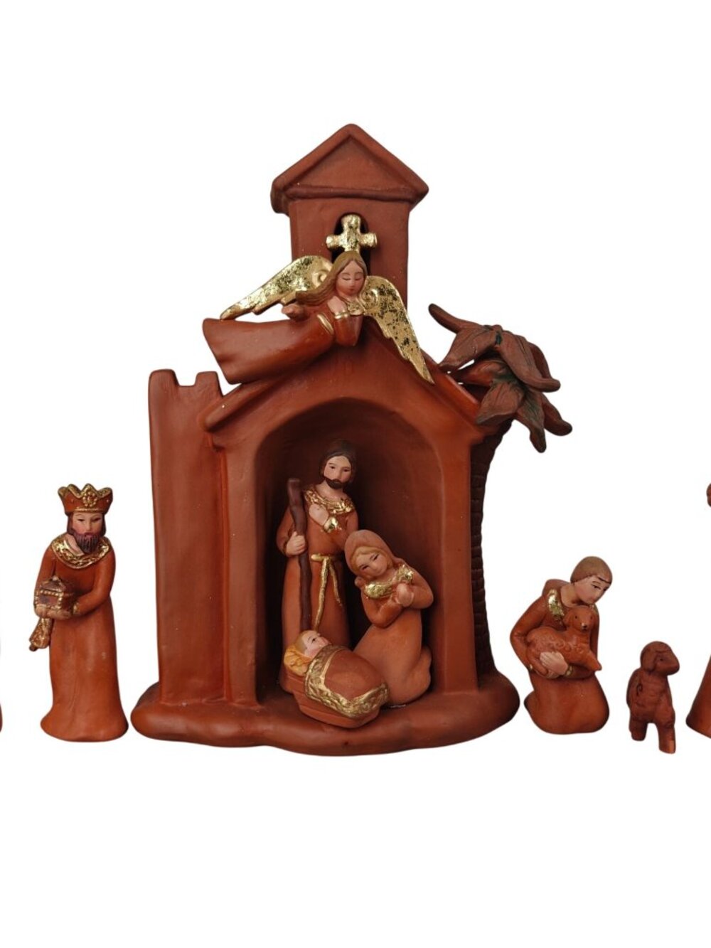 Department 56 Terra Cotta & Gold Nativity Set Figures Manger Christmas 2009